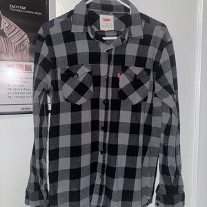Levi's Charcoal and Black Checkered Shirt